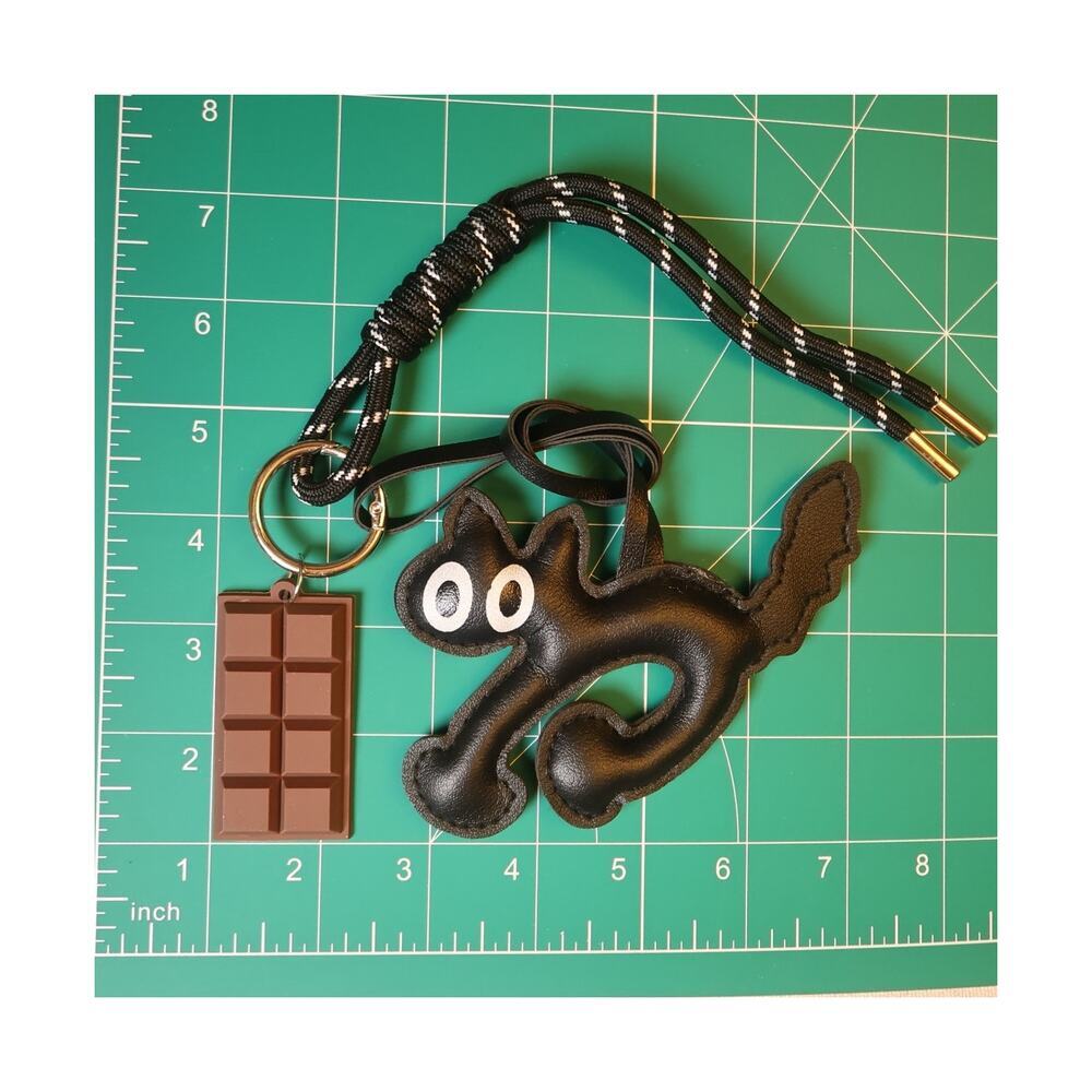 Black Kitty Chocolate Bar Bag Charm Kawaii Purse Accessory - Picture 7 of 8